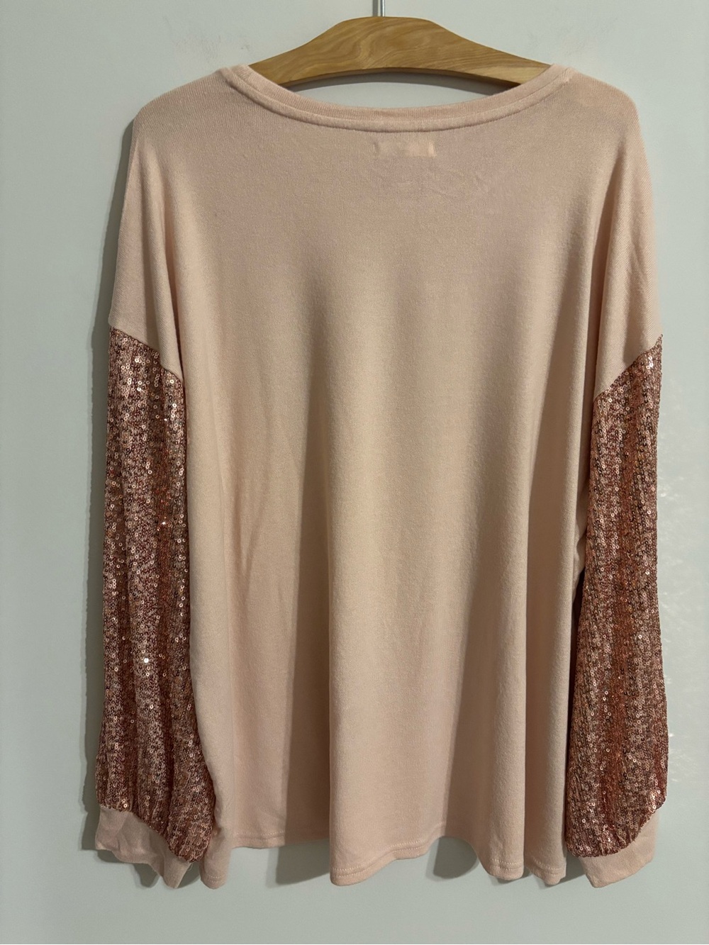 Maurices NWT Light Pink Top with Rose Pink Sequin Sleeves